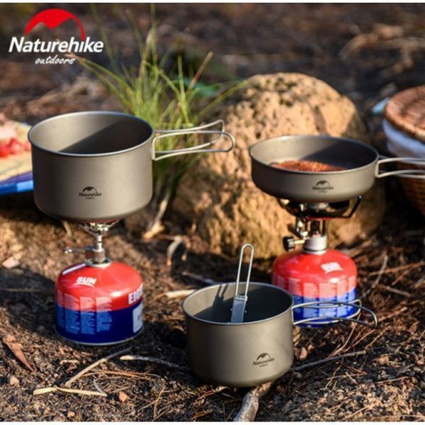Каструля титанова зі складною ручкою 1300 мл Naturehike NH18T202-B 61646 фото