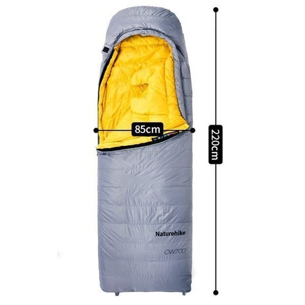 Спальник з натуральним пухом Naturehike CW700 CNK2450WS048; p-р L; жовто-сірий 71492 фото