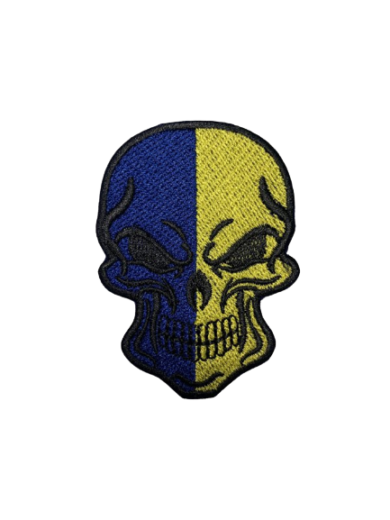 Шеврон-патч Череп (Scull) жовто-блакитний на липучці INSHE-033 фото