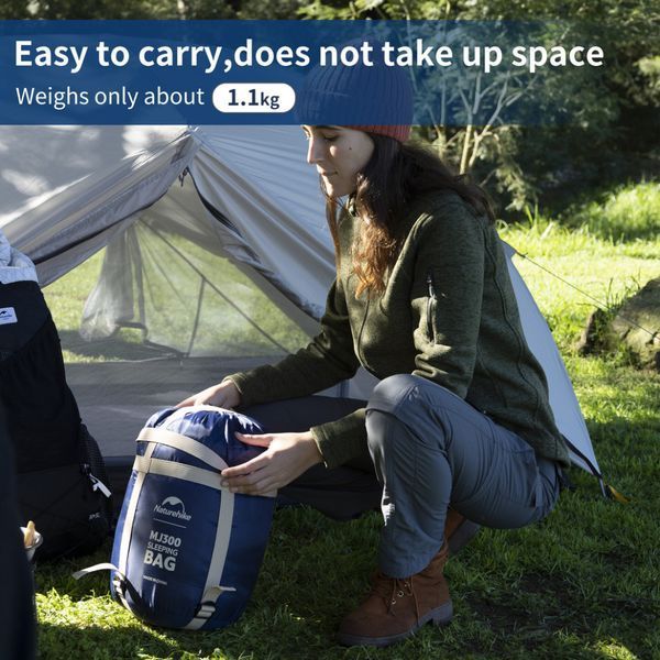 Спальник з капюшоном Naturehike MJ300 CNK2300SD014; темно-блакитний 67633 фото