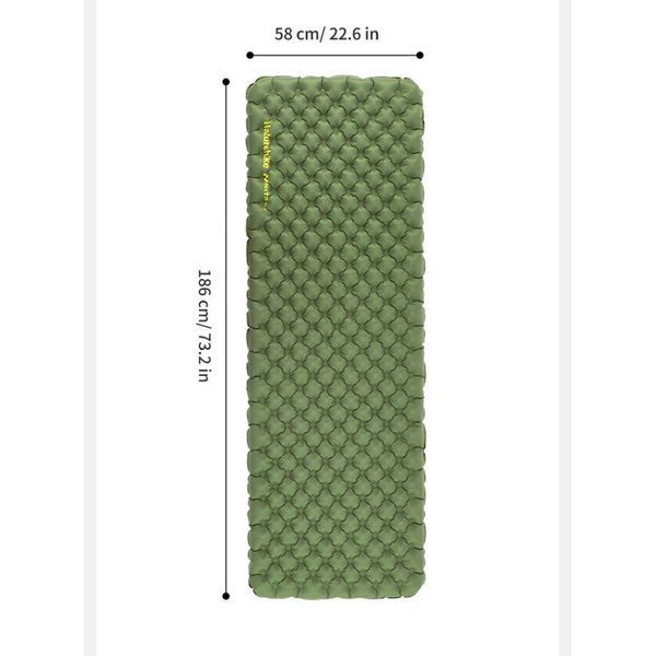 Матрац надувний надлегкий Naturehike CNK2450WS014; із мішком для надування; прямокутний зелений 186 см 68973 фото