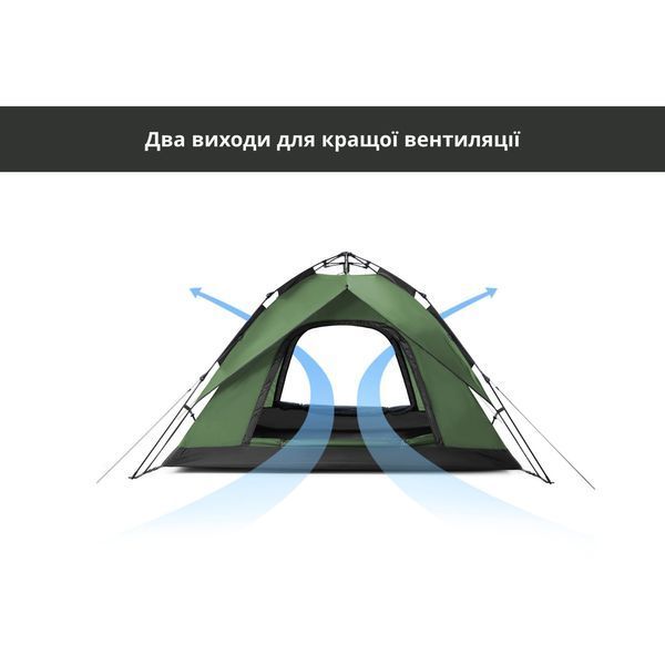 Намет тримісний автоматичний Naturehike NH21ZP008, оливково-зелений 68975 фото