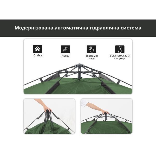 Намет тримісний автоматичний Naturehike NH21ZP008, оливково-зелений 68975 фото