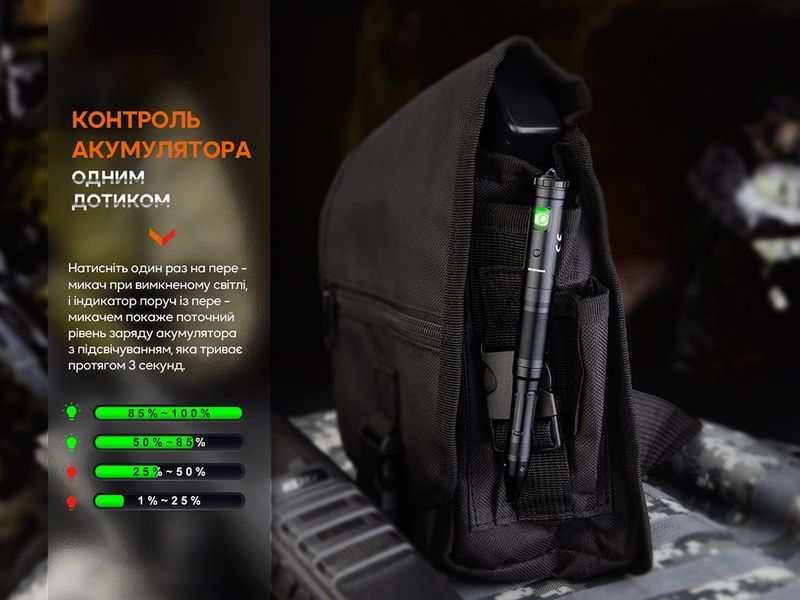 Fenix T6 тактична ручка з ліхтариком чорна 59686 фото