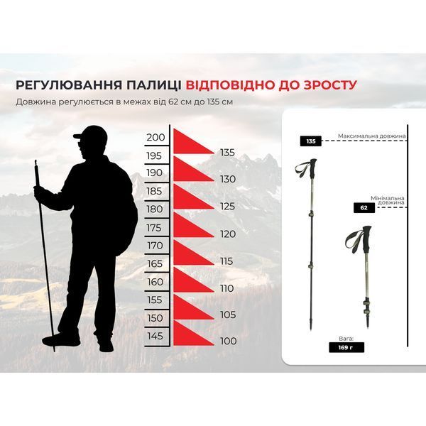 Трекінгова палиця Naturehike CNK2300DS010, 120 см, зелена 65817 фото