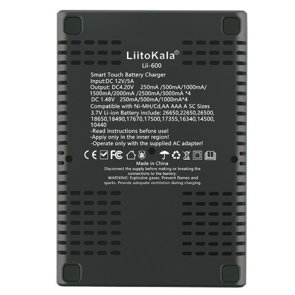 Універсальний інтелектуальний зарядний пристрій LiitoKala Lii-600 EU для акумуляторів + автомобільний кабель 70047 фото