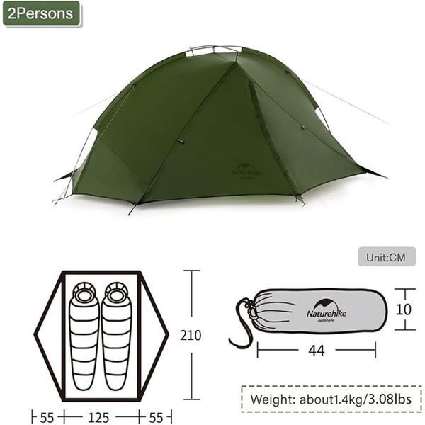 Намет двомісний Naturehike Tagar NH17T180-J; темний зелений 69513 фото