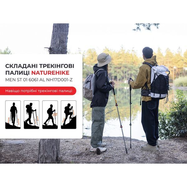 Трекінгова палиця телескопічна для походів та спортивної ходьби Naturehike Men ST 01 6061 AL NH17D001-Z алюміній Зелена 65302 фото