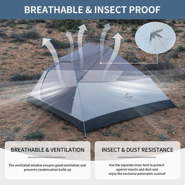 Намет надлегкий тримісний з футпринтом Naturehike Cloud Up 3 UL NH18T030-T-T; 20D; темно-синій 71456 фото