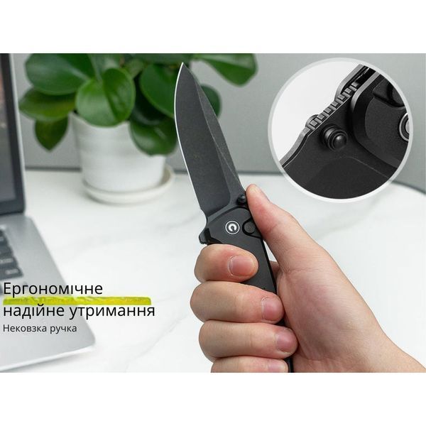 Ніж складаний туристичний Civivi Hyperpulse, (8.9 см) 14C28N / Aluminum чорний 68859 фото