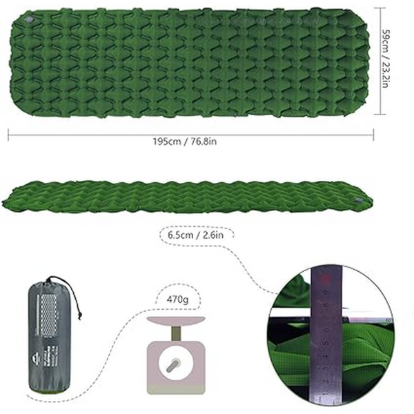 Килимок надувний Naturehike FC-10 NH19Z001-P; 65 мм; зелений 67638 фото