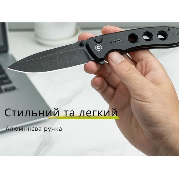 Ніж складаний туристичний Civivi Hyperpulse, (8.9 см) 14C28N / Aluminum чорний 68859 фото