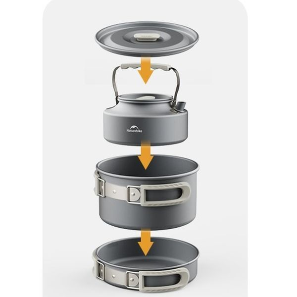 Набір посуду (каструля, сковорідка, чайник) Naturehike CNK2450CF010, алюміній 69021 фото