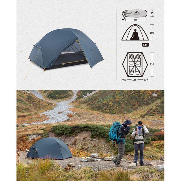 Намет двомісний ультралегкий Naturehike Mongar UL NH19M002-J; темно-синій 71458 фото