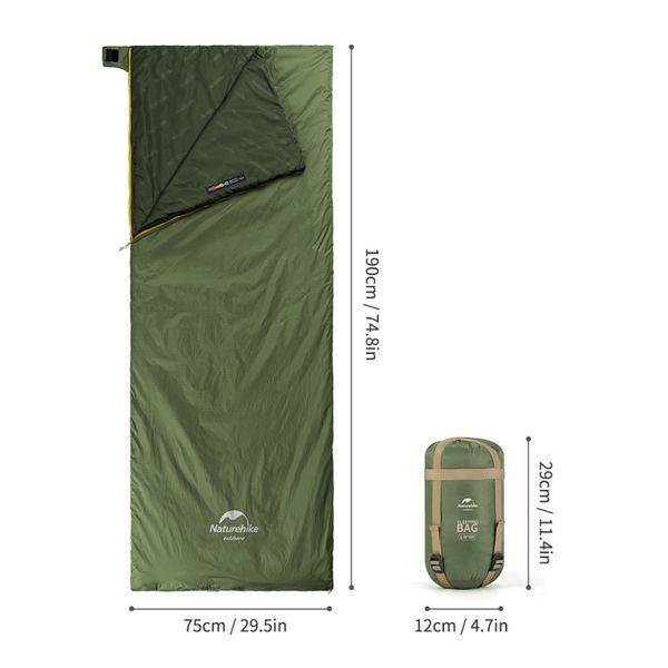 Спальний мішок Naturehike LW180 Mini NH21MSD04, лівий, темно-зелений 70886 фото