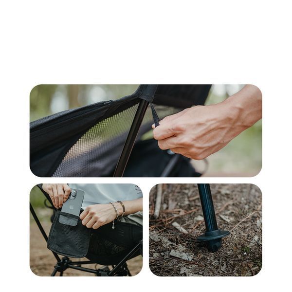 Крісло складане Naturehike Clamshell 001 Triangle Folding Moon Chair, чорний 68960 фото