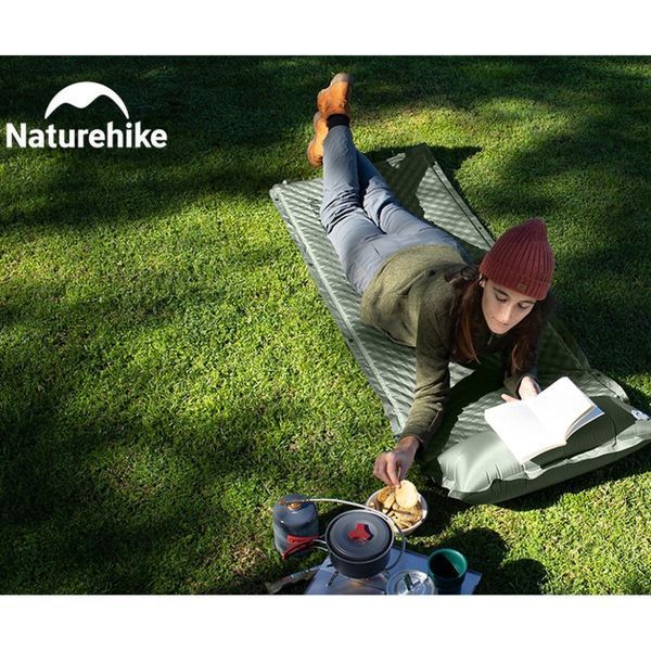 Матрац з подушкою ортопедичний одномісний Naturehike CNK2450WS020, самонадувний, 200х63х10 см, темно-зелений 68983 фото