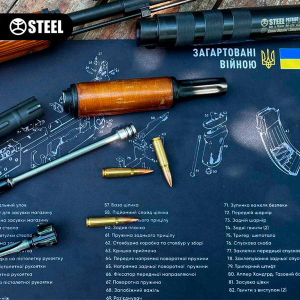 Коврик для чистки оружия со схемой взрыва винтовки Калашникова АК-47/74 STE-00003 фото