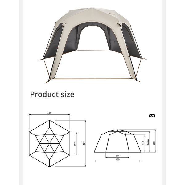 Тент для кемпінгу Naturehike CNK230WS014, 4.6 м * 4,0 м, бежевий 69520 фото