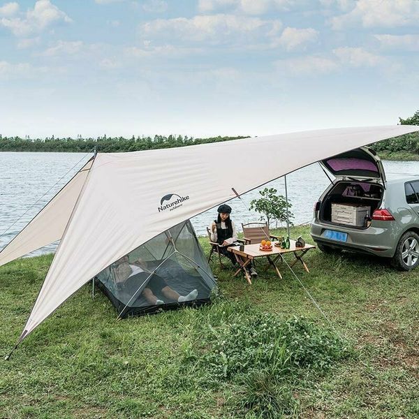 Тент для кемпінгу Naturehike Car Rear Canopy NH21TM001; 590*340 см; золотий (з трьома стійками) 57596 фото