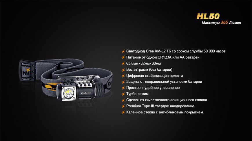 Ліхтар налобний Fenix HL50 XM-L2 T6 45035 фото