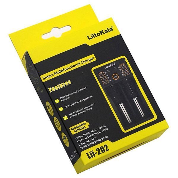 Зарядний пристрій Liitokala Lii-202, Ni-Mh/Li-ion/Li-Fe/LiFePO4, USB, Powerbank, LED, Box 66120 фото