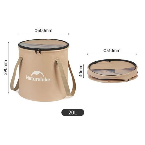 Складане відро для води з ЕВА Naturehike CNK2350CF010, 20&nbsp;л, бежевий 69526 фото