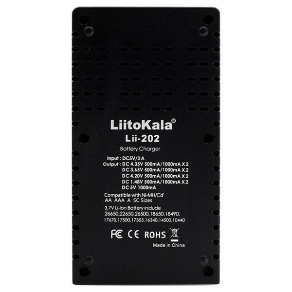 Зарядний пристрій Liitokala Lii-202, Ni-Mh/Li-ion/Li-Fe/LiFePO4, USB, Powerbank, LED, Box 66120 фото