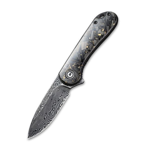 Ніж складаний кишеньковий Civivi Elementum, (7.5 см) Damascus / Carbon Fiber сірий 70870 фото