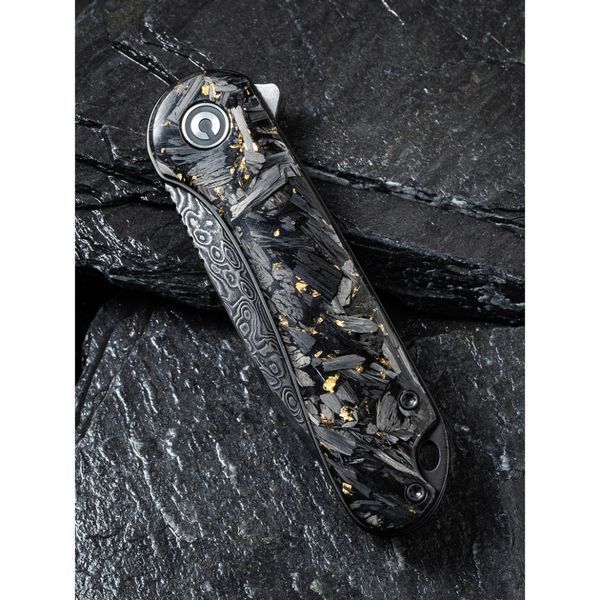 Ніж складаний кишеньковий Civivi Elementum, (7.5 см) Damascus / Carbon Fiber сірий 70870 фото