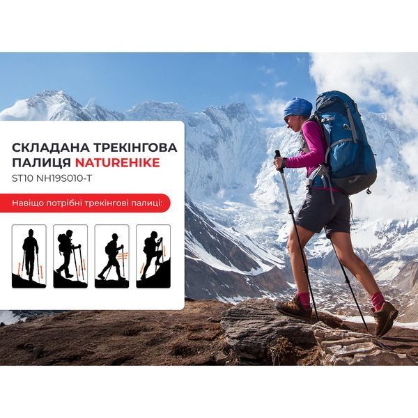 Трекінгова палиця Naturehike ST10 NH19S010-T; 110 см; блакитна 63661 фото