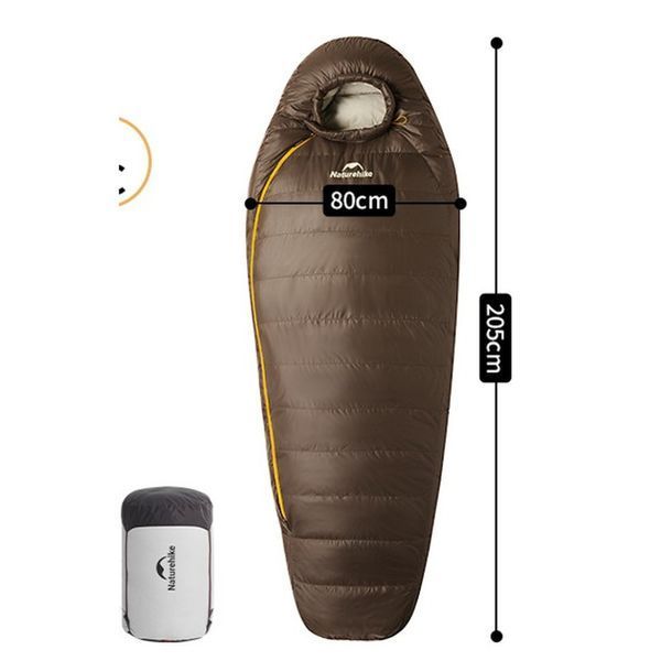 Спальник з натуральним пухом Naturehike Snowbird CNK2550WS014, p-р L, темно-коричневий 400 г 71466 фото