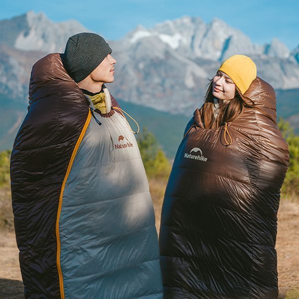 Спальник з натуральним пухом Naturehike Snowbird CNK2550WS014, p-р L, темно-коричневий 400 г 71466 фото