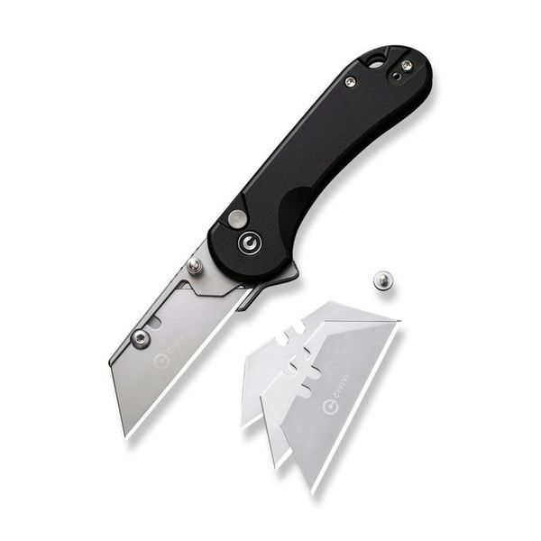 Ніж трапеція складаний кишеньковий Civivi Elementum Utility, (5.8 см) 6Cr13 / Aluminum чорний 67376 фото