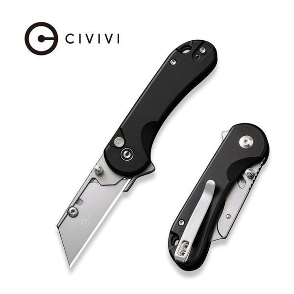 Ніж трапеція складаний кишеньковий Civivi Elementum Utility, (5.8 см) 6Cr13 / Aluminum чорний 67376 фото
