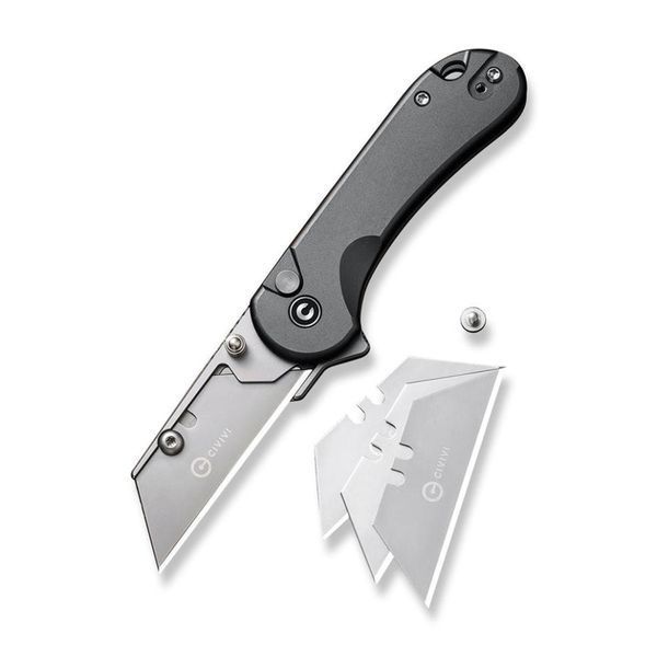 Ніж трапеція складаний кишеньковий Civivi Elementum Utility, (5.8 см) 6Cr13 / Aluminum сірий 67377 фото