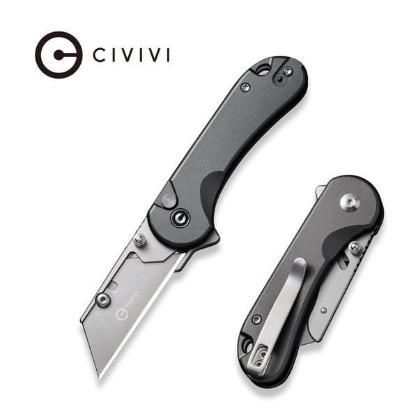 Ніж трапеція складаний кишеньковий Civivi Elementum Utility, (5.8 см) 6Cr13 / Aluminum сірий 67377 фото
