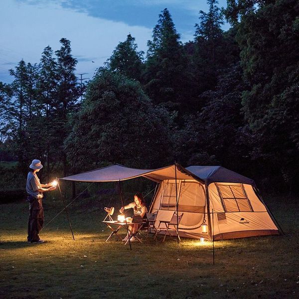 Намет з навісом Naturehike Village CNK2300ZP021, коричневий великий 65740 фото