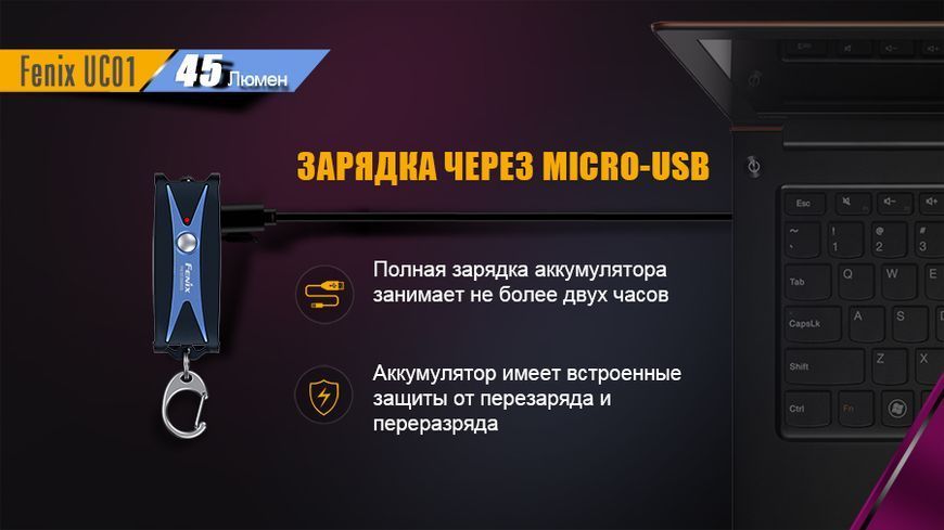 Ліхтар ручний Fenix UC01 Blue 44219 фото