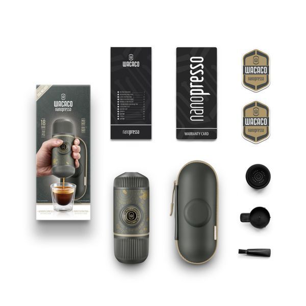 Портативна еспресо-кавоварка Wacaco Nanopresso темно-сіра з чохлом, механічна, для меленої кави 69053 фото