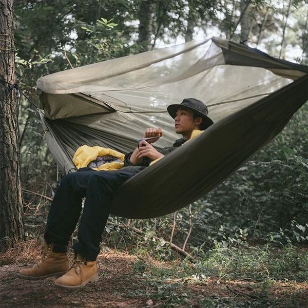 Гамак одномісний з москітною сіткою Naturehike NH22DC004, 210T polyester, темно-зелений 62924 фото