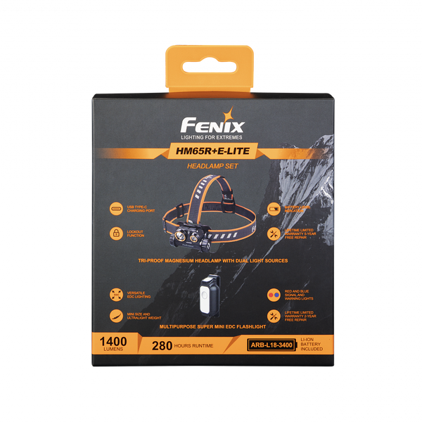 Ліхтар налобний Fenix HM65R + Ліхтар універсальний Fenix E-LITE 57631 фото