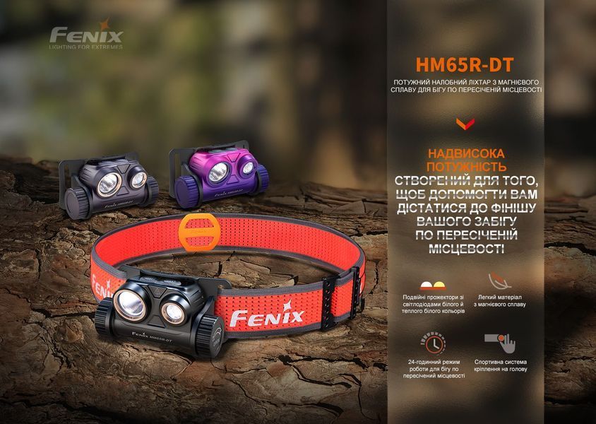 Ліхтар налобний для бігу Fenix HM65R-DT, чорний 63163 фото