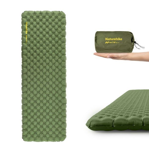 Матрац туристичний надувний одномісний Naturehike CNK2450WS014, надлегкий, 196х64х8 см, зелений із мішком для надування 69006 фото