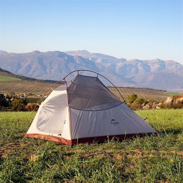 Намет надлегкий одномісний з футпринтом Naturehike Cloud Up 1 Updated NH18T010-T; 20D; сіро-червоний 57556 фото