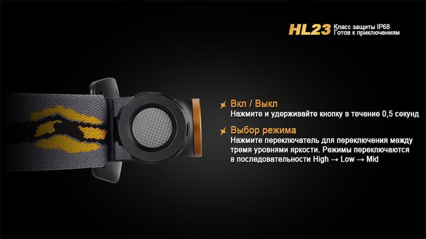 Ліхтар налобний Fenix HL23 жовтий 44820 фото