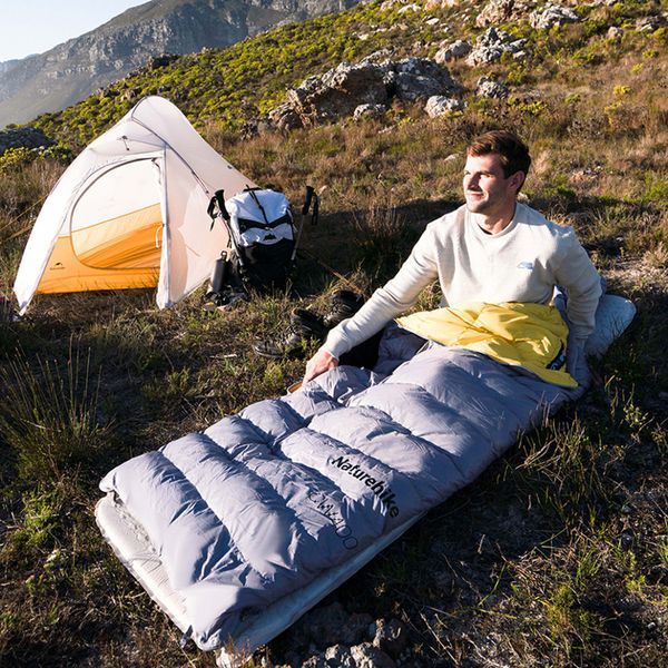 Спальник з натуральним пухом Naturehike CW400 NH18C400-D; p-р L; жовто-сірий 71475 фото