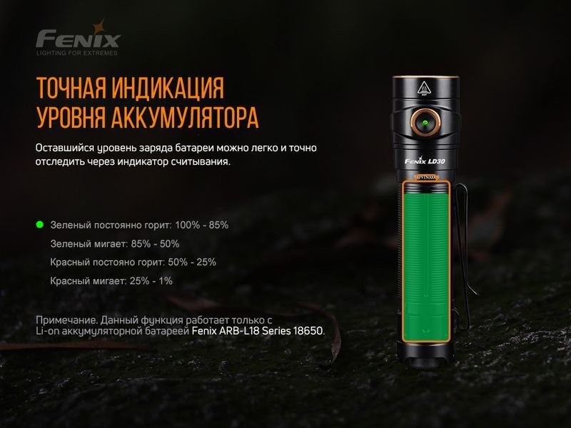 Ліхтар ручний Fenix LD30 з акумулятором (ARB-L18-3400) 45644 фото