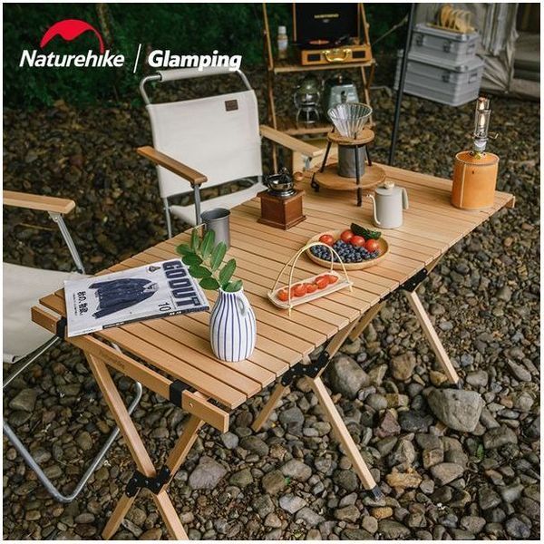 Стіл розкладний дерев'яний Naturehike NH19JJ009, світле дерево, великий 61701 фото