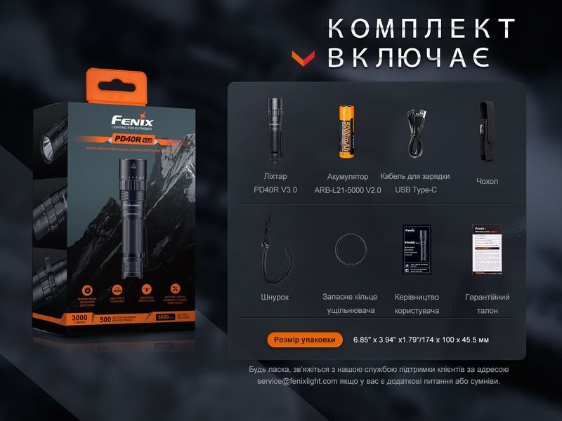 Ліхтар ручний Fenix PD40R V3.0, 3000 lm 63571 фото